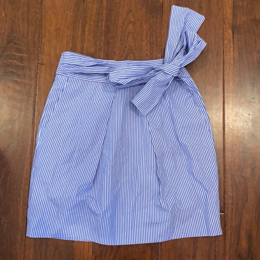 NWOT J CREW pin stripe tie bow skirt